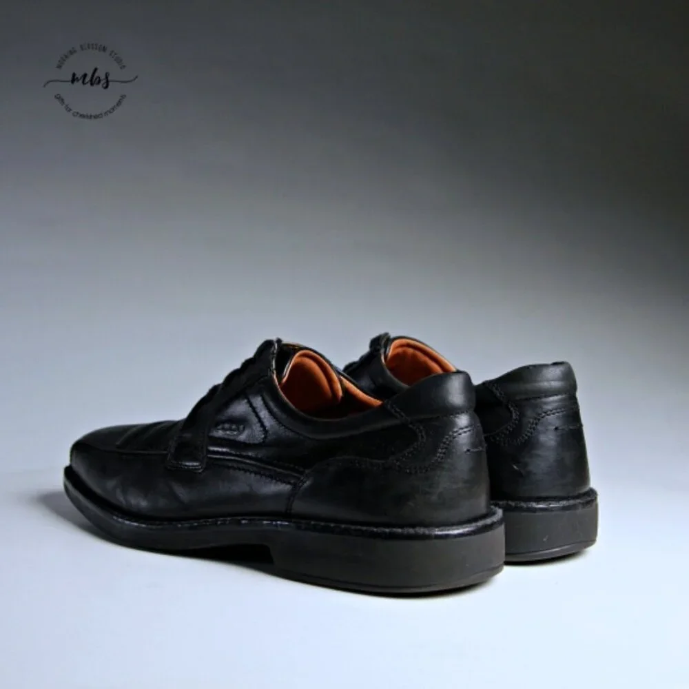 Ecco Lace‎ Up Leather Dress Shoes Black Men 12 - 12-5